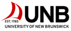 new UNB logo, red and black colours with text in black: UNB, on next line smaller caps UNIVERSITY OF NEW BRUNSWICK, adjacent to left of UNB is red image, underneath this: EST. 1785 