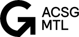 ACSG MTL Section Montréal logo, black letters, stylized G