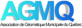 AGMQ logo Association de Géomatique Municipale du Québec letters A and G in turquoise, M and Q in shades of blue